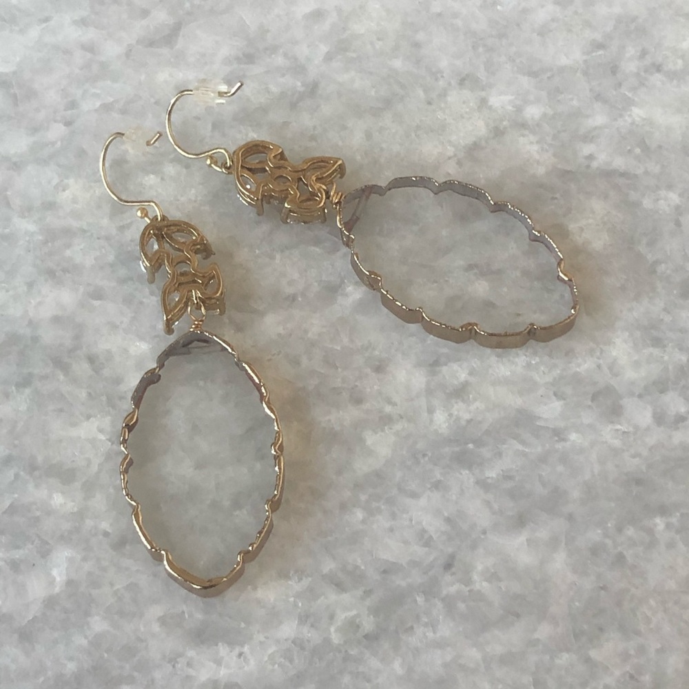 Anthro Drop Earrings - Clear and Gold - Picture 3 of 4